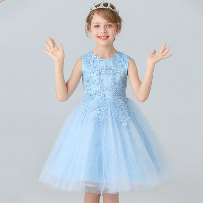 Abito Formale in Misto Cotone con Ricami in Pizzo e Finitura Bow-Detail