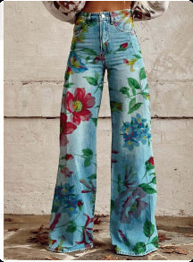 Jeans Wide-Leg "Imitation Jeans" in Tessuto Light-Poly