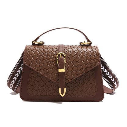 Shoulder Bag "Street Trend" Horizontal Square con Chiusura a Patta e Dettagli Splicing