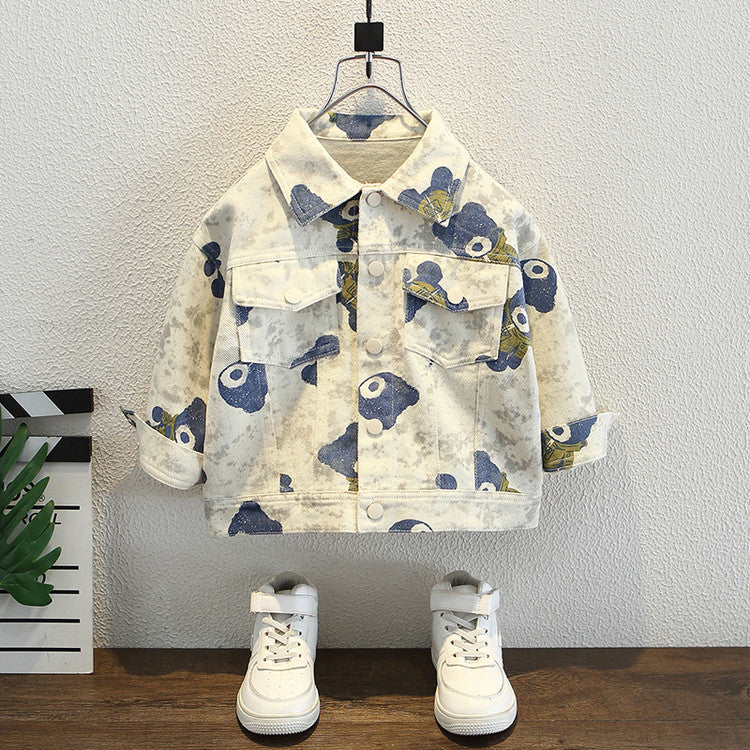 Giacca in Cotone "Apricot" con Stampa All-Over e Cappuccio Integrato