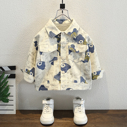 Giacca in Cotone "Apricot" con Stampa All-Over e Cappuccio Integrato