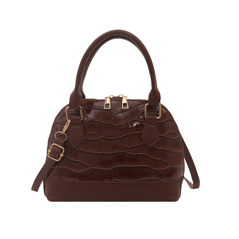 Borsa a Tracolla "Urban Minimalism" Shell-Shaped con Texture Stone e Chiusura Safe-Zip
