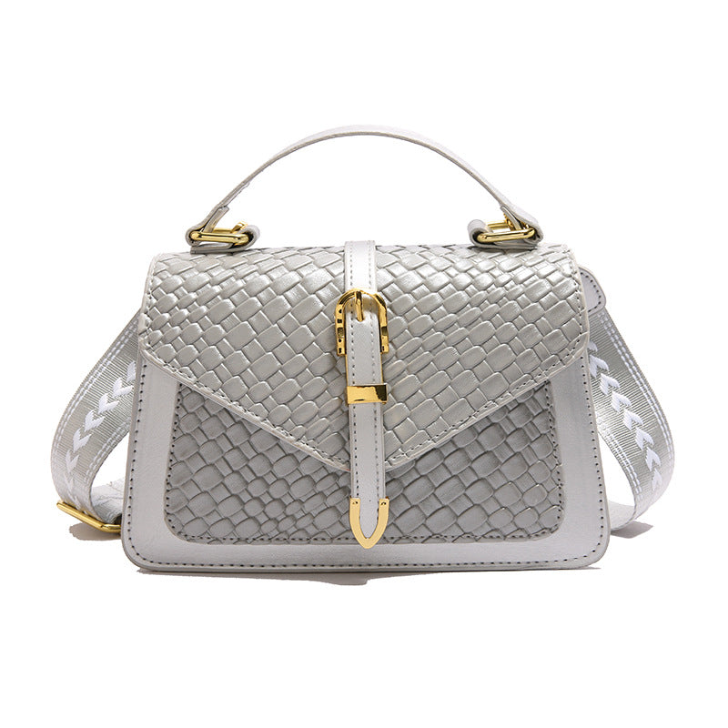 Shoulder Bag "Street Trend" Horizontal Square con Chiusura a Patta e Dettagli Splicing