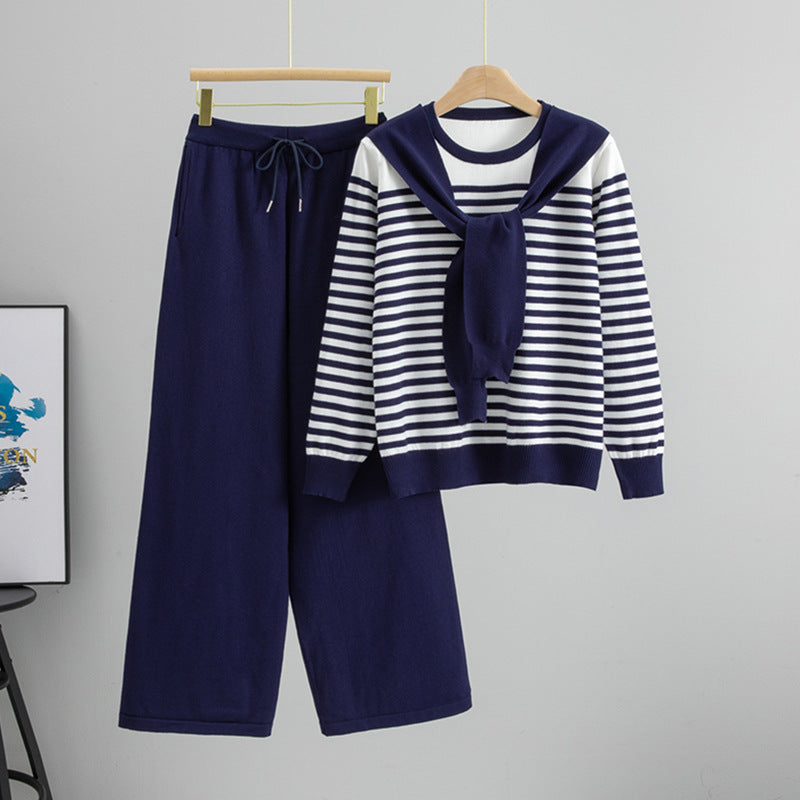 Completo Casual Pantalone Striped Contrast Suit