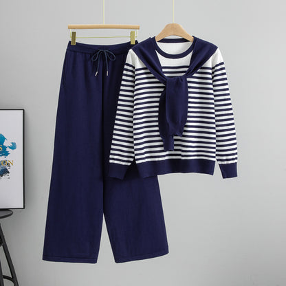 Completo Casual Pantalone Striped Contrast Suit