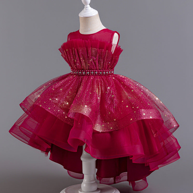 Abito Formale in Misto Cotone con Trame in Pizzo, Mesh e Dettagli Bow-Accent