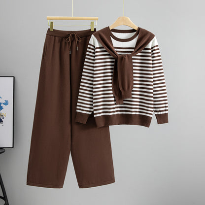 Completo Casual Pantalone Striped Contrast Suit