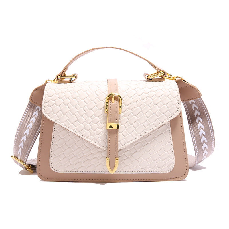 Shoulder Bag "Street Trend" Horizontal Square con Chiusura a Patta e Dettagli Splicing