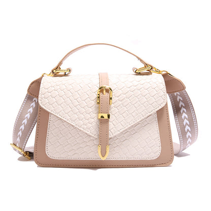 Shoulder Bag "Street Trend" Horizontal Square con Chiusura a Patta e Dettagli Splicing