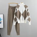Completo Casual Pantalone Knit Plaid Suit