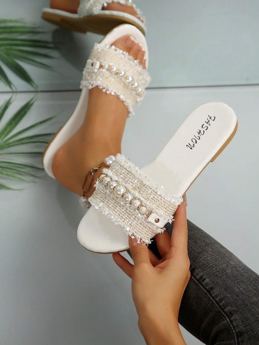 Sandalo Flat Casual Pearl Cloth