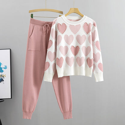 Completo Casual Pantalone Beaded Knit Suit