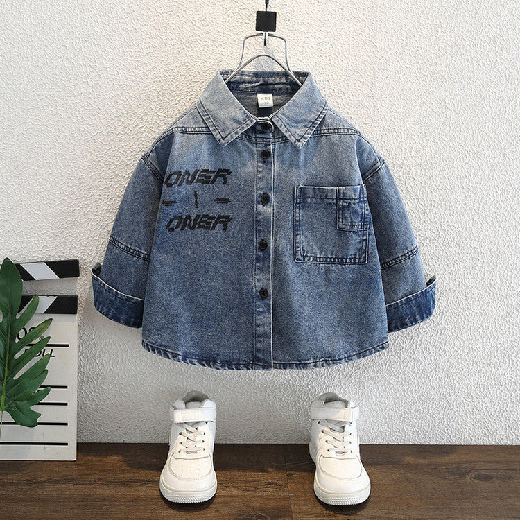 Camicia "Cowboy Blue" con Stampa Sfumata e Finitura Soft-Touch