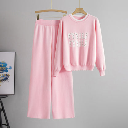 Completo Casual Pantalone Beaded Contrast Suit