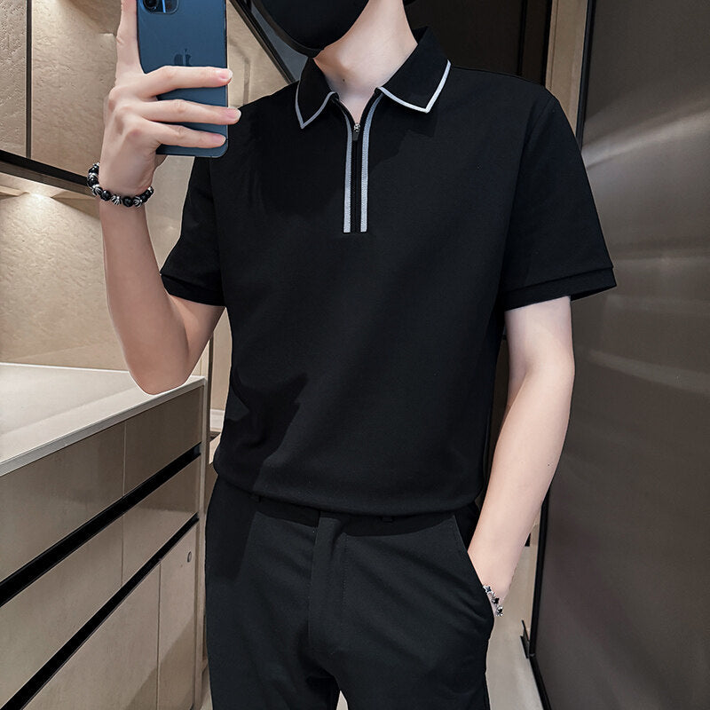 Polo "Contemporary Contrast" Slim Fit in Cotone Pettinato Traspirante