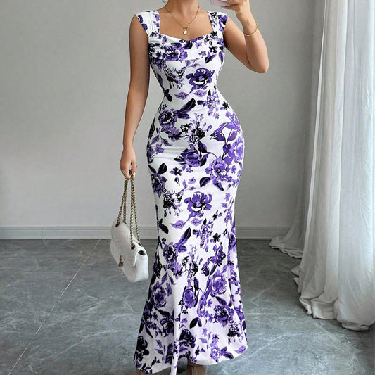 Abito Slim Fit a Fiori con Scollo a Squadra - Primavera/Estate 2026