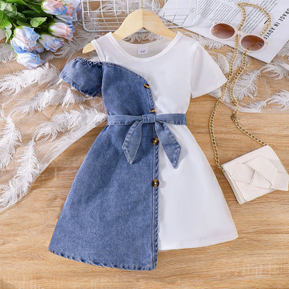 Abito Dress in Soft-Denim con Silhouette Europe & America e Design Asimmetrico