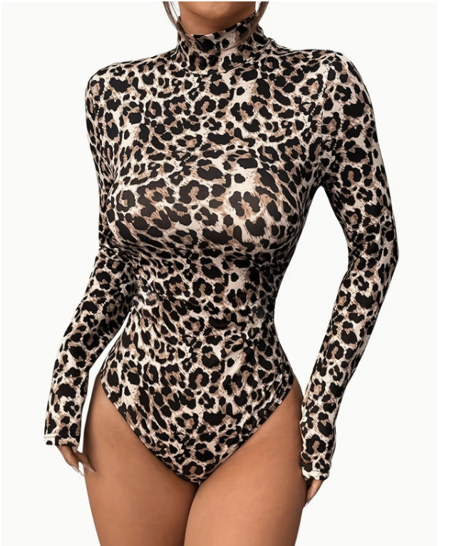 Jumpsuit Elegante a Manica Lunga – Tuta Capri Leopardata per Ufficio e Daily Chic