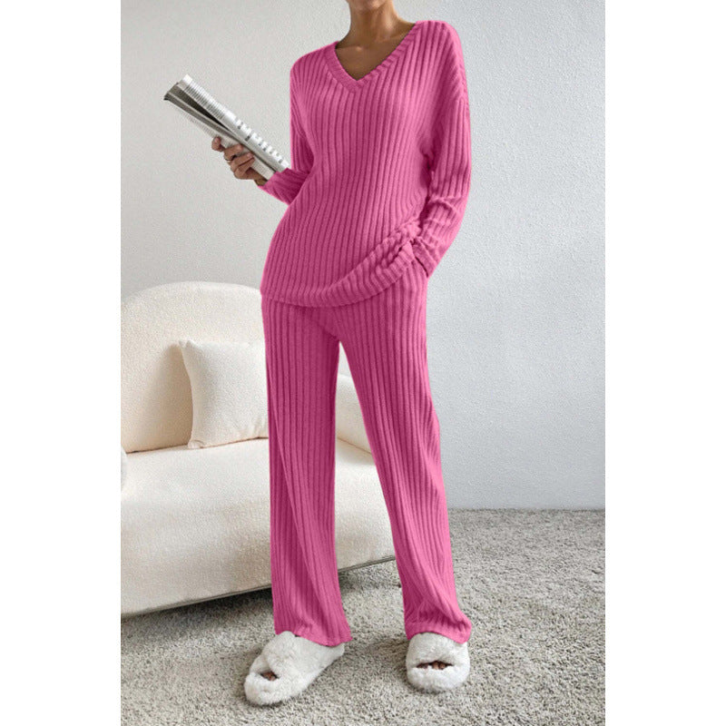 Trousers Suit "Knitted Comfort" con Texture Embossed e Silhouette Long-Sleeve