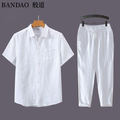 Camicia in Cotone a Maniche Lunghe e Pantaloni coordinati