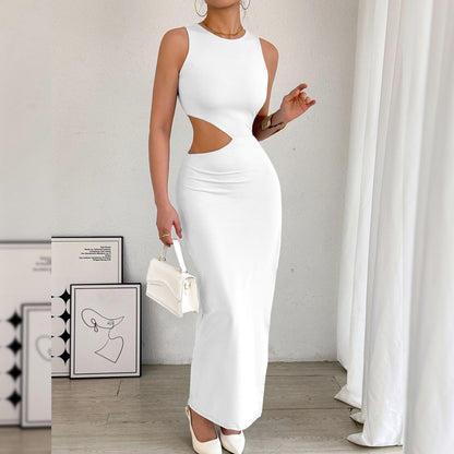 Abito Lungo Sleeveless con Dettagli Hollow e Spacco Laterale