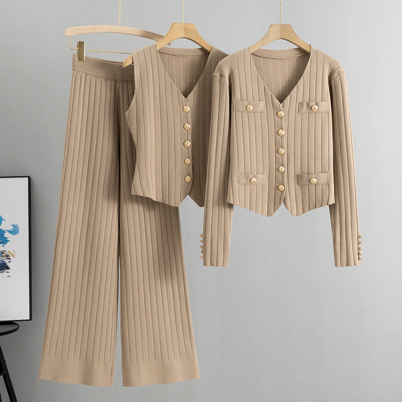 Completo Casual Pantalone Pleated Knit