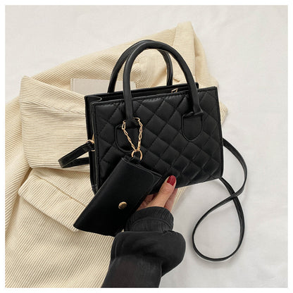 Borsa "Urban Minimalism" Small Square in Mix PU-Denim con Doppia Tracolla
