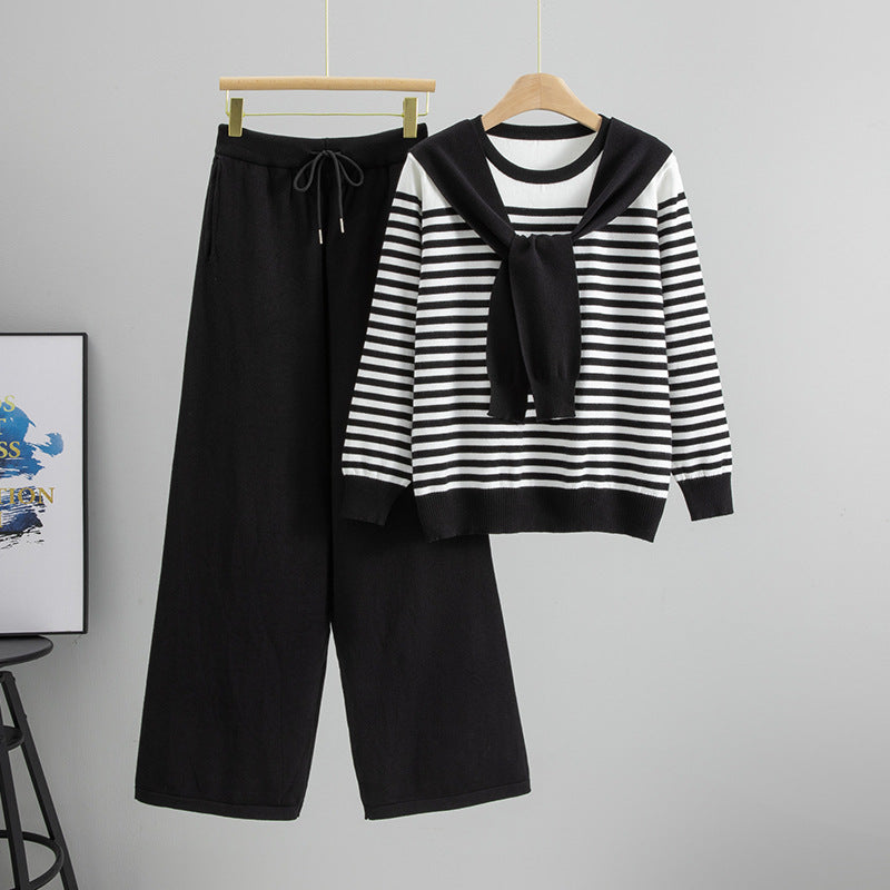 Completo Casual Pantalone Striped Contrast Suit