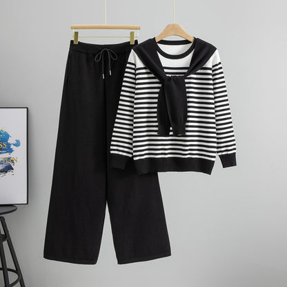 Completo Casual Pantalone Striped Contrast Suit