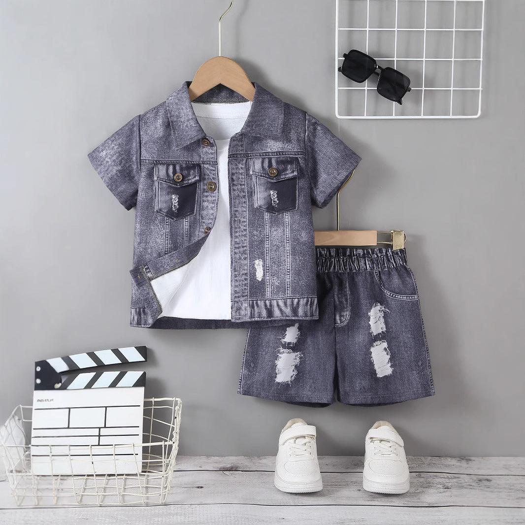 Completo Sartoriale Estivo Due Pezzi con Camicia a Maniche Corte e Shorts Coordinati