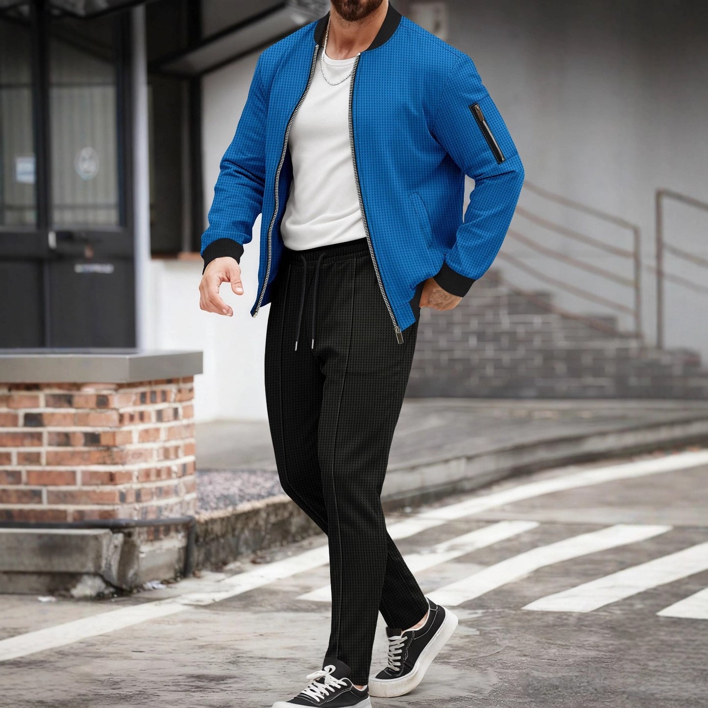 Completo Invernale con Cardigan Stand-Collar e Pantaloni Ispessiti