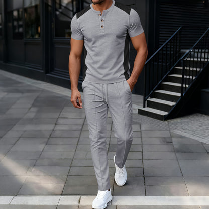Completo Henry Shirt & Pantaloni in Heavy Waffle-Knit