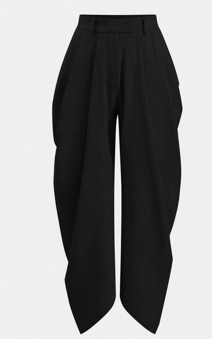 Pantaloni a Vita Alta con Dettaglio Arricciato