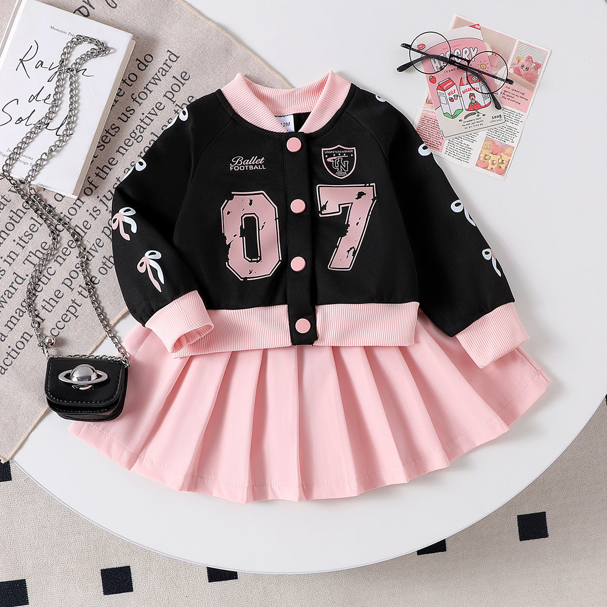 Completo Due Pezzi con Cardigan Monopetto e Gonna Coordinata in Cotone Premium