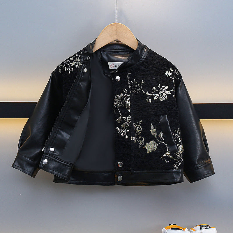 Giacca in PU Leather "Stand Collar" con Chiusura Zipper e Finitura Soft-Touch