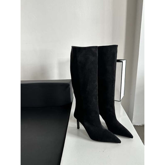 Stivali Alti in Raso Lucido con Tacco a Spillo – Eleganza "High Tube" Chic