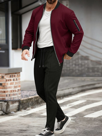 Completo Invernale con Cardigan Stand-Collar e Pantaloni Ispessiti