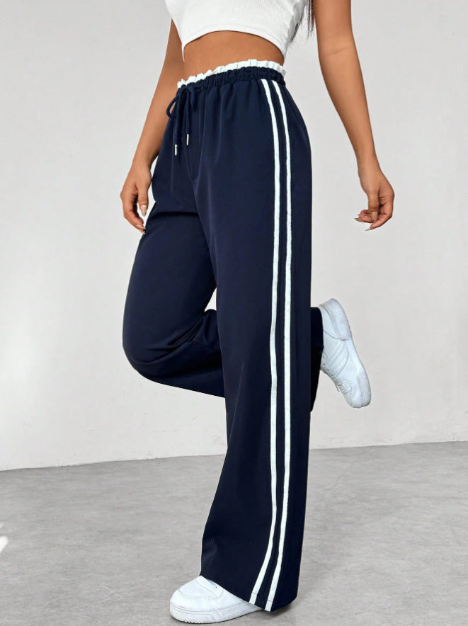 Pantaloni Wide-Leg High-Waist con Cintura Coordinata e Dettaglio Flanging