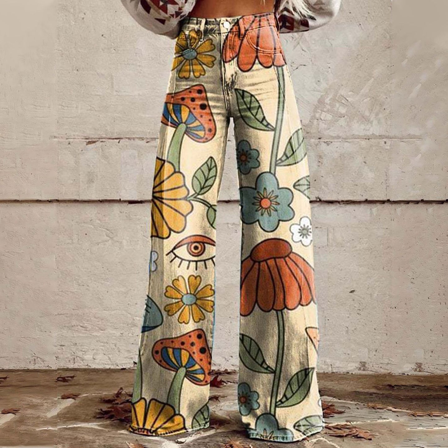 Jeans Wide-Leg "Imitation Jeans" in Tessuto Light-Poly