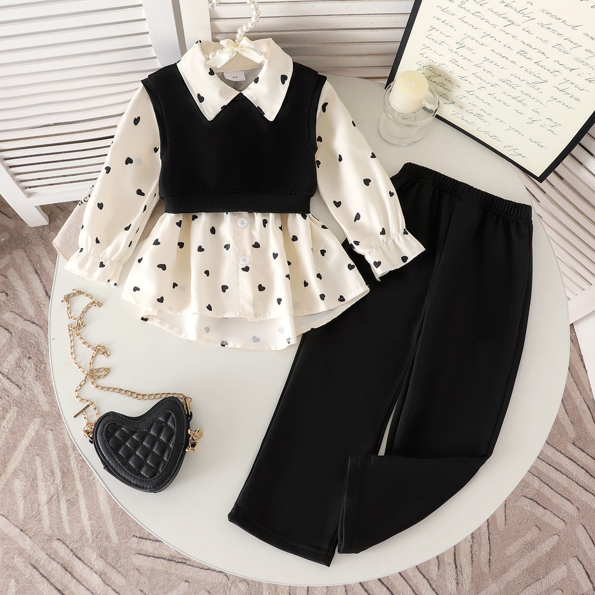 Completo Tre Pezzi in Cotone Brushed con Giacca Monopetto e Silhouette Pants-Suit