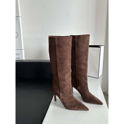 Stivali Alti in Raso Lucido con Tacco a Spillo – Eleganza "High Tube" Chic