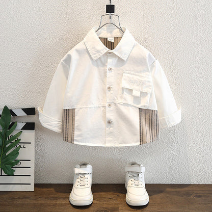 Camicia in Cotone Premium all'90% con Ricamo e Design Strutturato