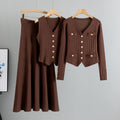 Completo Gonna Casual Pleated Knit Suit