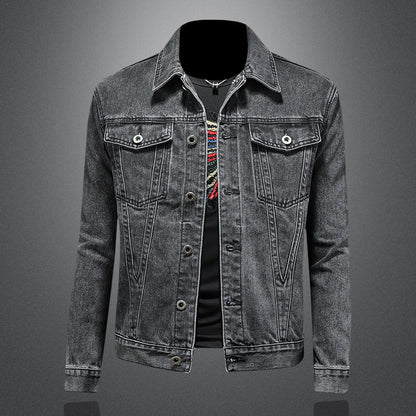 Giacca Denim "Urban Jacquard" Slim Fit con Lavaggio Vintage e Finiture Sartoriali