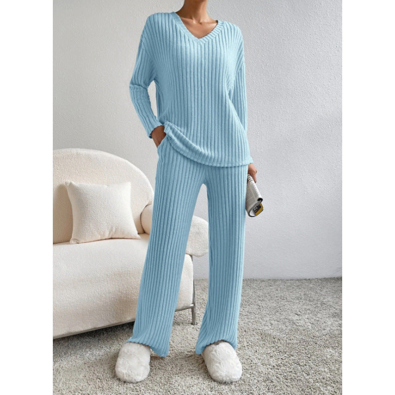 Trousers Suit "Knitted Comfort" con Texture Embossed e Silhouette Long-Sleeve