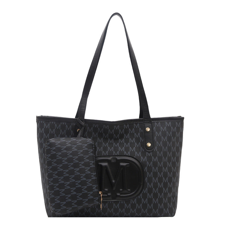 Tote Bag "Street Fashion" Horizontal Square con Dettagli Splicing e Chiusura Safe-Zip