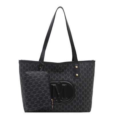Tote Bag "Street Fashion" Horizontal Square con Dettagli Splicing e Chiusura Safe-Zip
