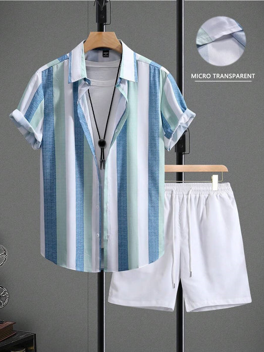 Camicia a Maniche Corte e Shorts in Tessuto Elasticizzato
