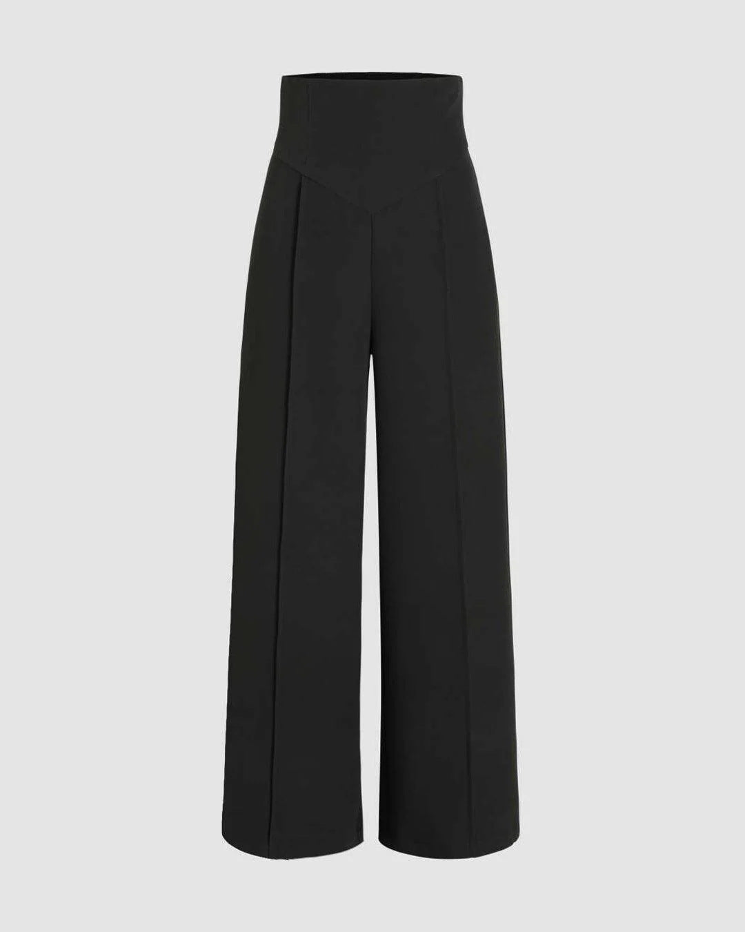 Pantaloni Wide-Leg Suit a Vita Alta con Taglio "Elegant Commute" e Finitura High-Tech