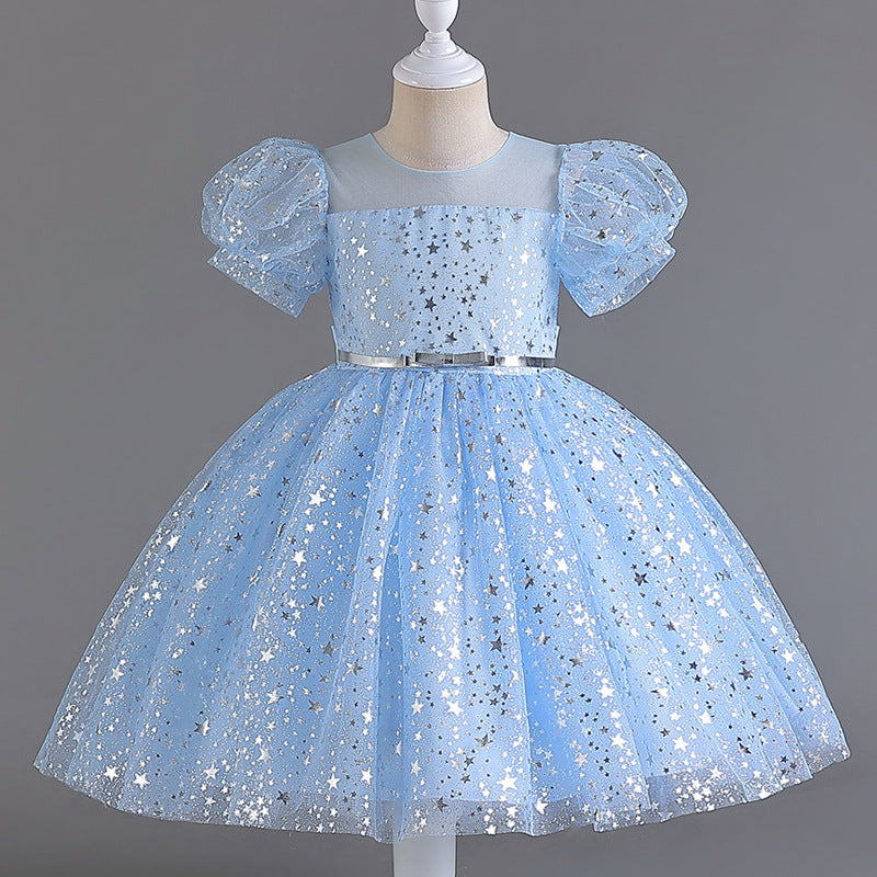 Abito Formale in Misto Cotone con Trame in Pizzo e Silhouette Plissettata